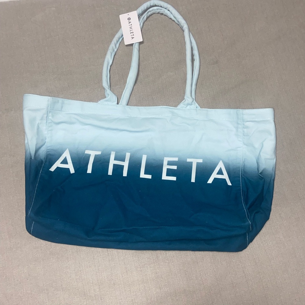 Athleta Blue ombré canvas Tote bag beach bag